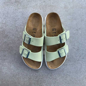 BIRKENSTOCK Arizona Faded Lime Chunky Suede Leather