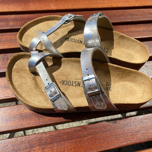 BIRKENSTOCK Mayari Washed Metallic Silver Vegan ireland