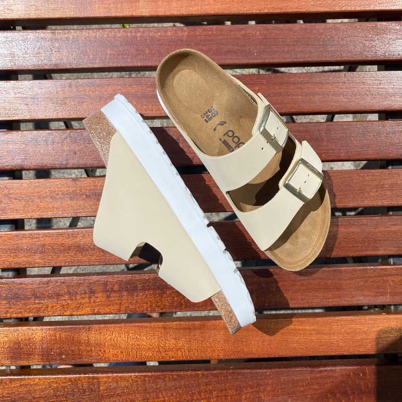 BIRKENSTOCK Arizona Ecru Platform Nubuck - Papillio by Birkenstock