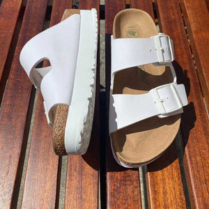 BIRKENSTOCK Arizona White Platform Vegan Birko-Flor - Papillio by Birkenstock ireland