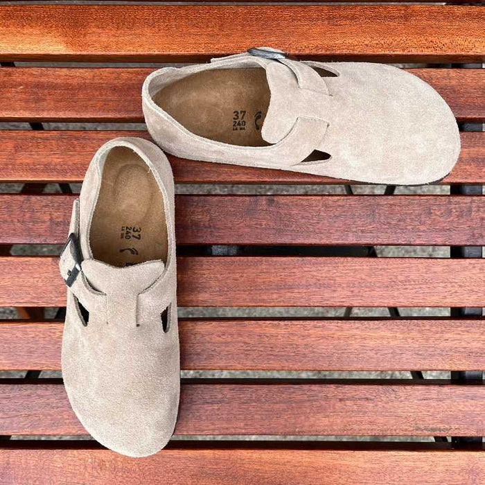 BIRKENSTOCK London Taupe Suede Leather