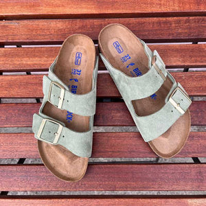 BIRKENSTOCK Arizona. Green Tea Suede Leather Soft Footbed Ireland