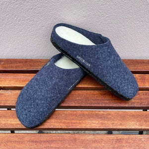 Birkenstock Zermatt Shearling Dark Blue Wool Felt Ireland with fur