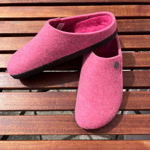 Birkenstock Zermatt Shearling Fuchsia Tulip Wool Felt Slippers