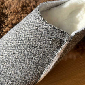 Birkenstock Zermatt Shearling Herringbone Dark Grey Wool Felt