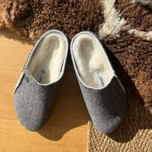 Birkenstock Zermatt Shearling Herringbone Dark Grey Wool Felt
