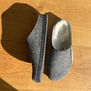 Birkenstock Zermatt Shearling Herringbone Dark Grey Wool Felt