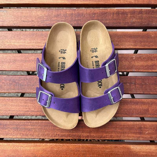 BIRKENSTOCK Arizona. Shiny Lizard Acai Birko-flor Purple 