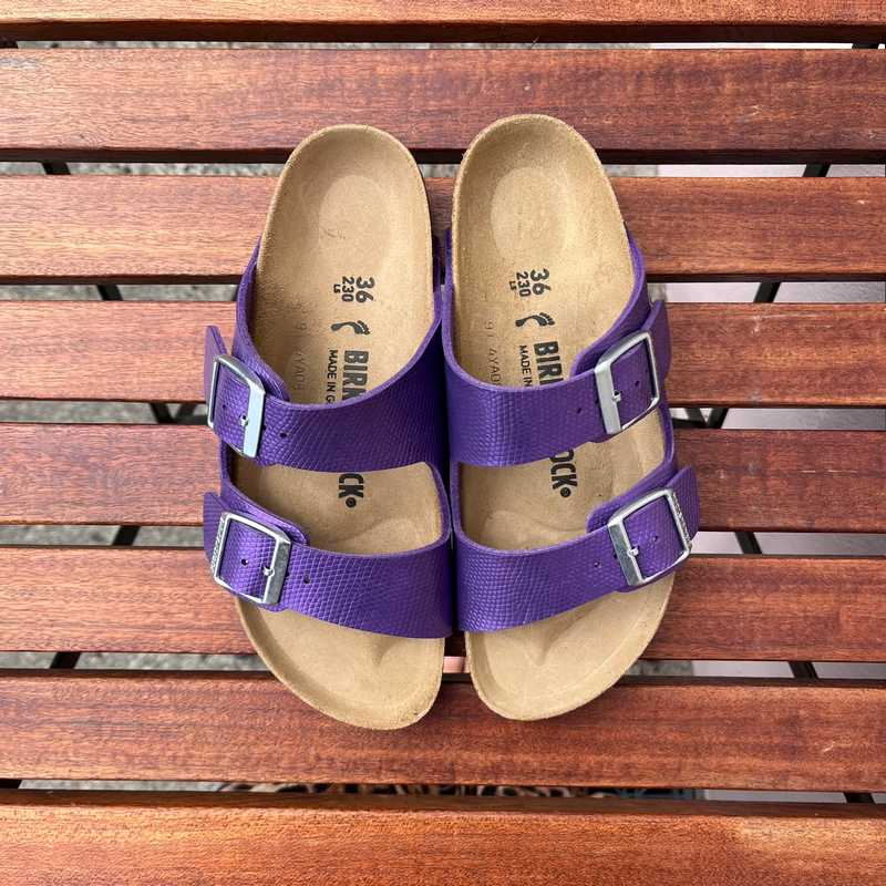 Birkenstock arizona metallic purple on sale