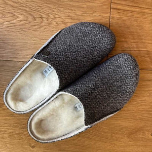 Birkenstock Zermatt Shearling Herringbone Dark Grey Wool Felt