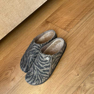 Birkenstock Zermatt Shearling Zebra Toffee Melange Wool Felt