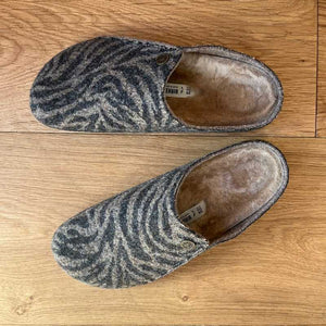 Birkenstock Zermatt Shearling Zebra Toffee Melange Wool Felt
