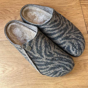 Birkenstock Zermatt Shearling Zebra Toffee Melange Wool Felt