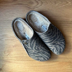 Birkenstock Zermatt Shearling Zebra Toffee Melange Wool Felt