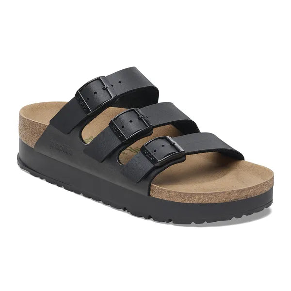 BIRKENSTOCK Florida Black Papillio Vegan Platform Birko-Flor