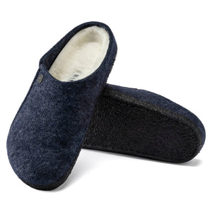 Birkenstock Zermatt Shearling Dark Blue Wool Felt Slippers