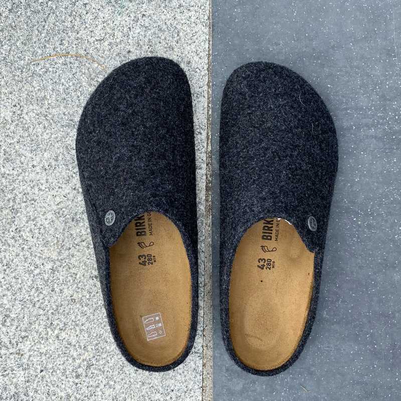 Birkenstock Zermatt Anthracite Wool Felt Cork Footbed Slippers