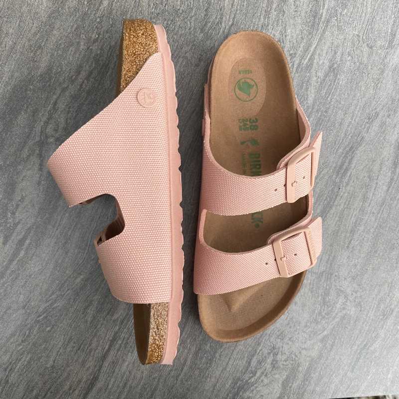 Soft Pink BIRKENSTOCK Arizona in a Vegan Canvas Material READY TO