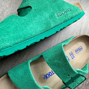 BIRKENSTOCK Arizona Bold Green Suede Leather Soft Footbed side view