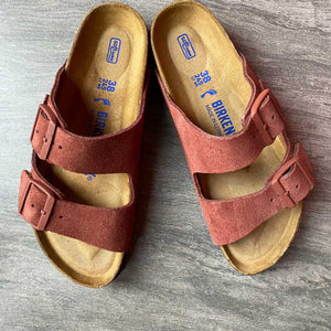 BIRKENSTOCK Arizona Chocolate Suede Leather Soft Footbed Topview