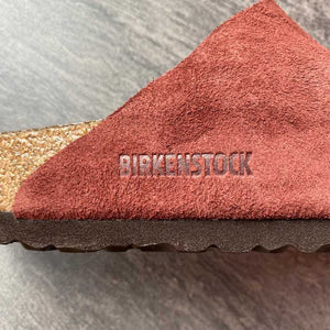 BIRKENSTOCK Arizona Chocolate Suede Leather Soft Footbed Logo