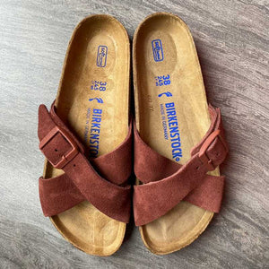 BIRKENSTOCK Siena Chocolate Suede Leather Soft Footbed top view