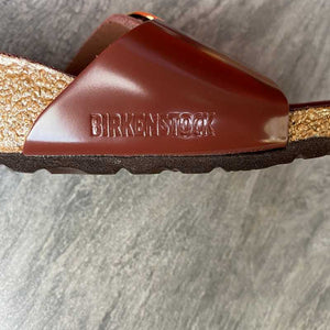 BIRKENSTOCK Madrid Big Buckle High Shine Chocolate Birko-Flor Logo