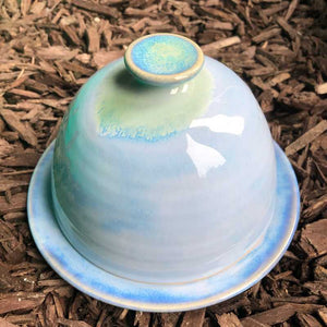 Blue and Jade Butter Dish by Rosemarie Durr - Craft Shop Bantry