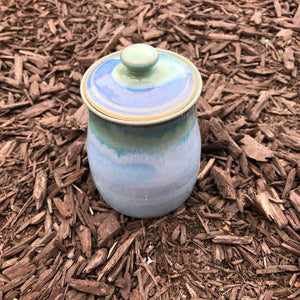 Blue and Jade Lidded Pot by Rosemarie Durr - Craft Shop Bantry