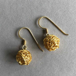 Gold Wire, Tangled Drop Earrings - Craft Shop Bantry