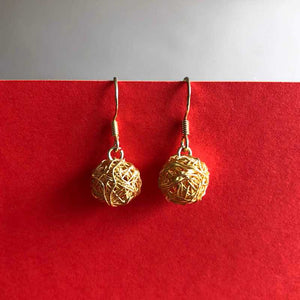 Gold Wire, Tangled Drop Earrings - Craft Shop Bantry