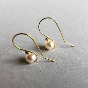 Pearl and Gold Wire Drop Earrings - Craft Shop Bantry