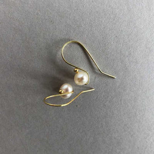 Pearl and Gold Wire Drop Earrings - Craft Shop Bantry