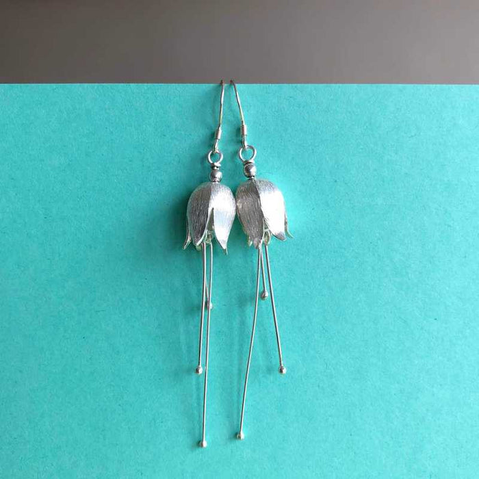 Fuchsia Drop Earrings, Sterling Silver