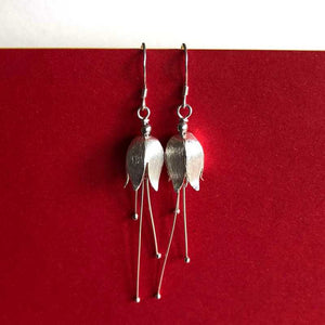 Fuchsia Drop Earrings, Sterling Silver - Craft Shop Bantry