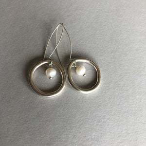 Irregular Circle Earrings, with or without Pearl - Craft Shop Bantry