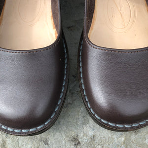 Handmade Mary Jane Style Leather Shoes - Chocolate Brown Size 6 1/2 - Craft Shop Bantry