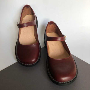 Handmade Mary Jane Style Leather Shoes - Cherry  look