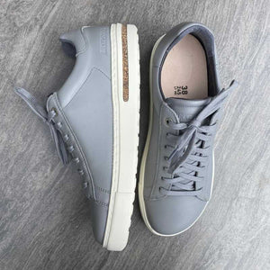 BIRKENSTOCK Bend Low Grey Leather Top and side view