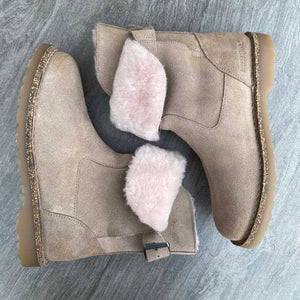 BIRKENSTOCK Uppsala Grey Taupe Suede with Rose Shearling Pink Shearling