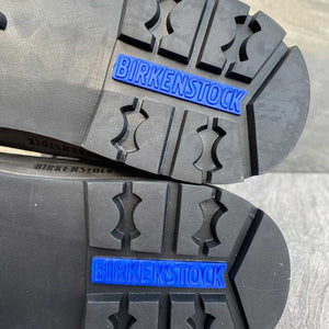 BIRKENSTOCK Jackson Graphite Nubuck Leather heel logo