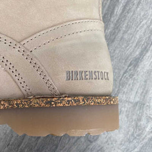 BIRKENSTOCK Bryson Shearling Beige Taupe Nubuck Leather Logo