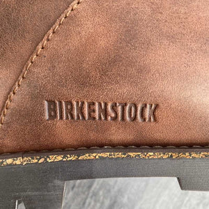 BIRKENSTOCK Jackson Dark Brown Nubuck Leather Logo detail
