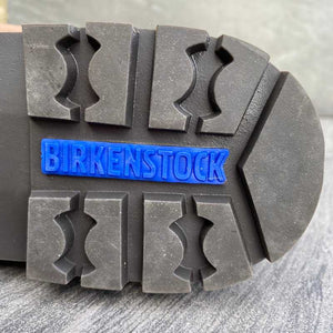 BIRKENSTOCK Jackson Dark Brown Nubuck Leather heel logo
