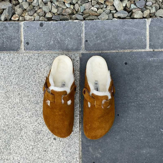 BIRKENSTOCK Boston Shearling Mink Suede Leather