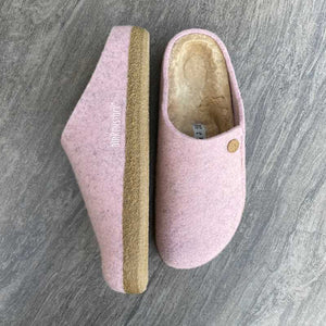 Birkenstock Zermatt Shearling Light Rose Wool Felt top and side