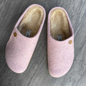 Birkenstock Zermatt Shearling Light Rose Wool Felt split