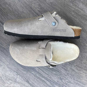 BIRKENSTOCK Boston Shearling Stone Coin Suede Leather top and side