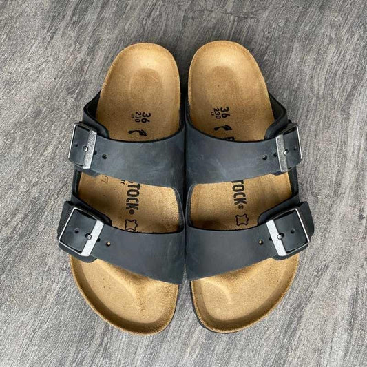 BIRKENSTOCK Arizona Black Oiled Leather Top View Ireland