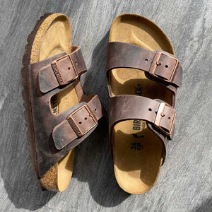 BIRKENSTOCK Arizona Habana Oiled Leather left side and top view bantry